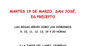 19 de marzo, San José, día de precepto