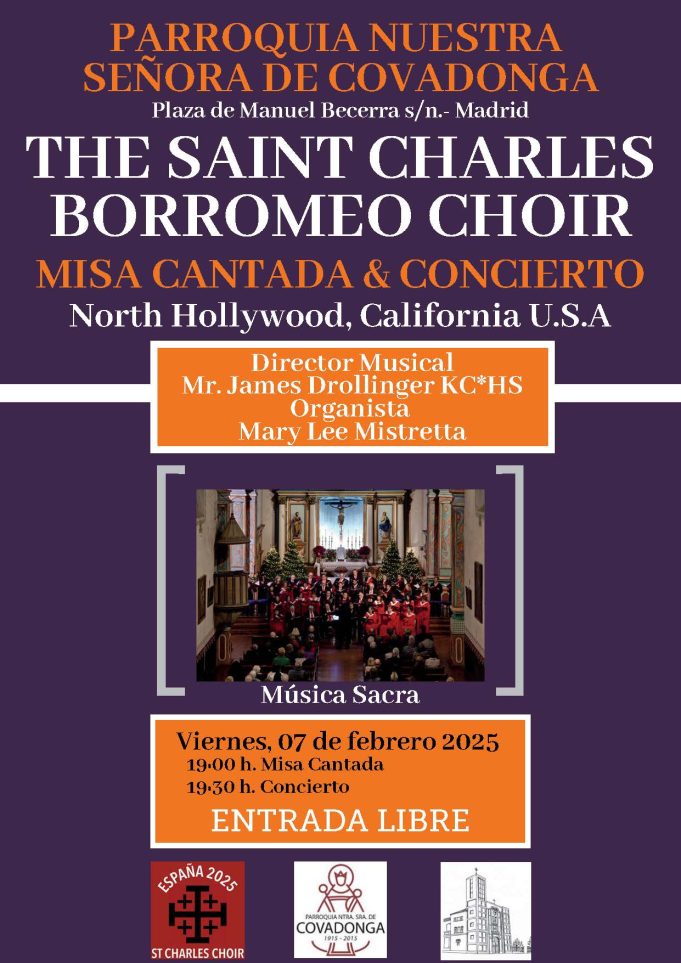 Viernes 7 de febrero concierto de The Saint Charles Borromeo Choir (California)