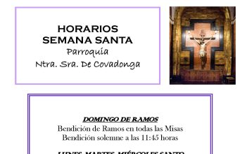 HORARIOS SEMANA SANTA en la parroquia Ntra. Sra. De Covadonga