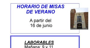 Horario de misas en varano (desde el 16 de junio de 2025)