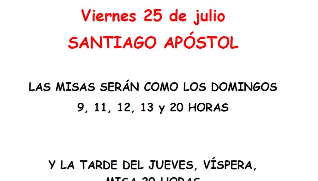 Santiago Apóstol, día de precepto