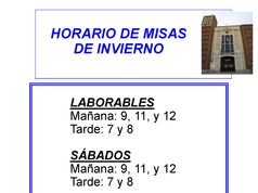 Misas: horario de invierno