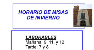 Misas: horario de invierno