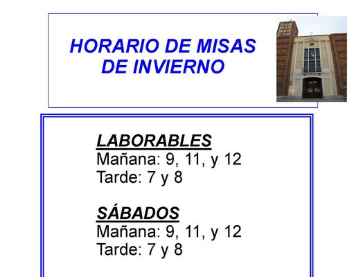 Misas: horario de invierno