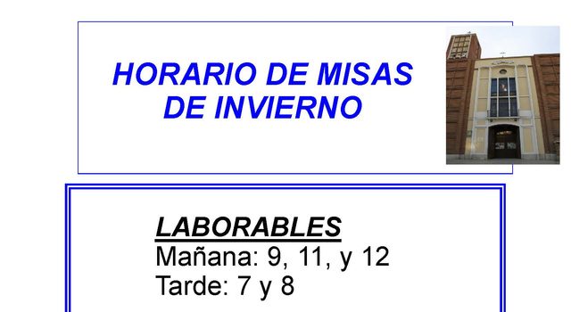 Misas: horario de invierno